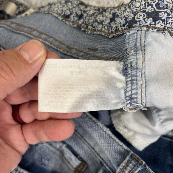 Vintage America Blues Jeans Women 6/28 Slim Straight Embroidered Distressed Boho - Picture 5 of 11